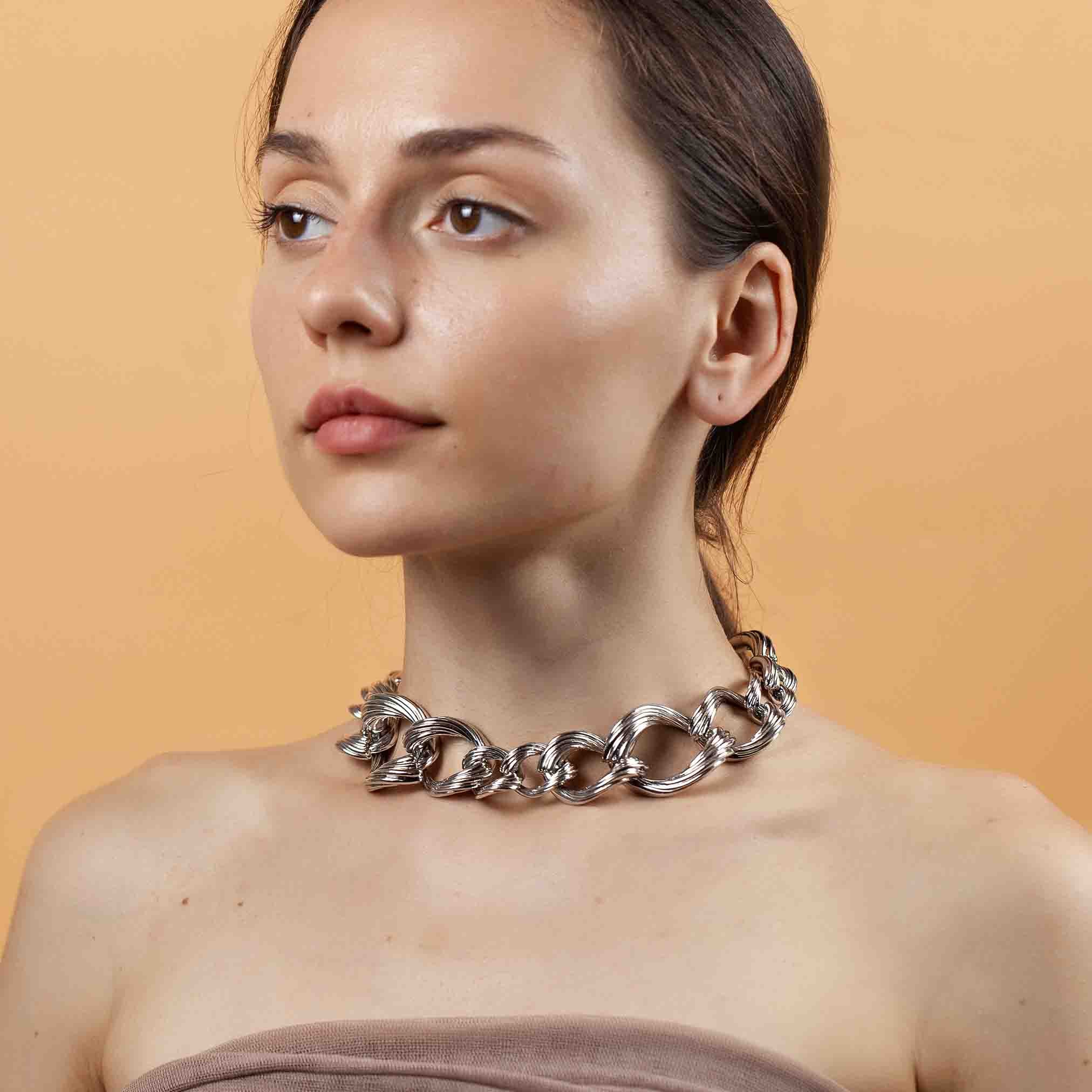 White Gold-Plate Vermeil Chunky Necklace Chain